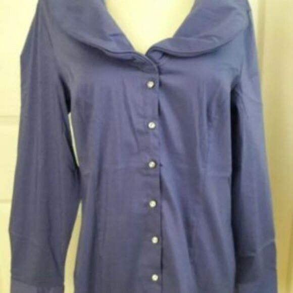 New Soft Surroundings top Dress shirt blouse Small Wire Collar button do… - Picture 1 of 6